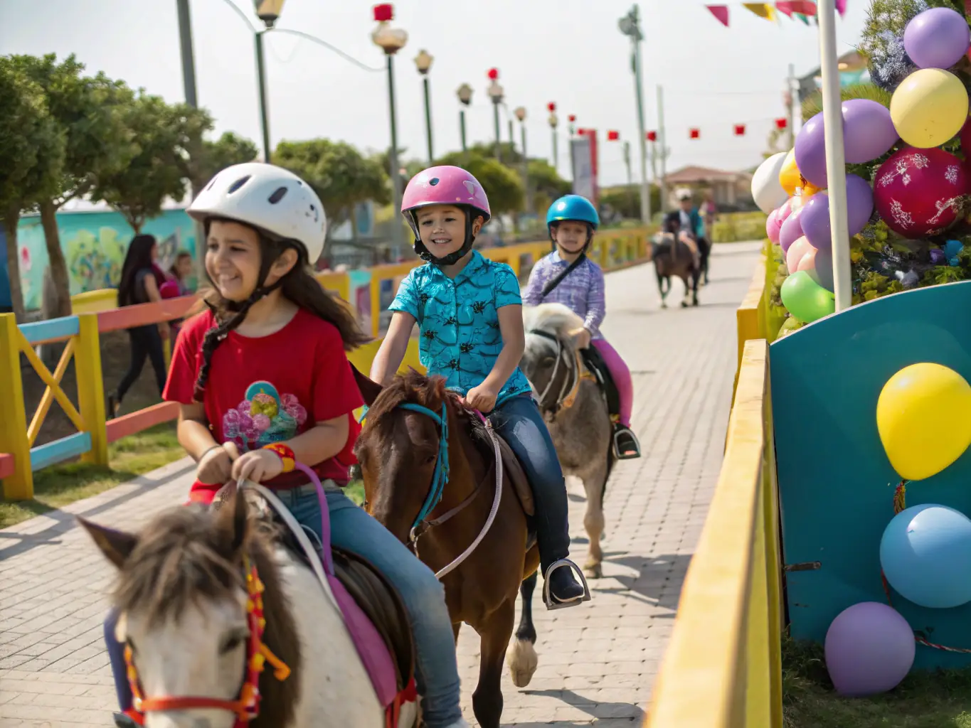 A heartwarming image of young riders learning equestrian skills, showcasing the association's commitment to nurturing the next generation of equestrian talent.