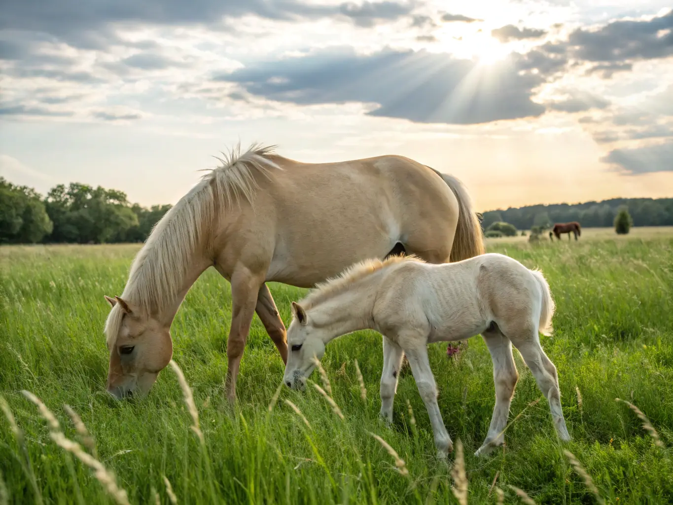 A picturesque scene of horses grazing peacefully in a lush, green pasture, representing the care and dedication to equine welfare that the association promotes.